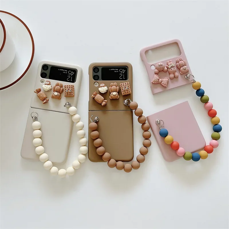 

Cookie Rabbit Bear Phone Case for Samsung Galaxy Z Flip 6 5 4 3 Protective Back Cover for ZFlip4 ZFlip5 ZFlip6 Case Shell