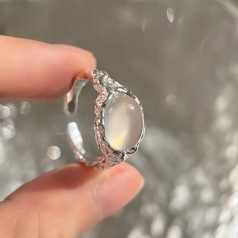 925 Sterling Silver Irregularity Zircon Open Rings For Women Fashion Prevent Allergy silver jewelry