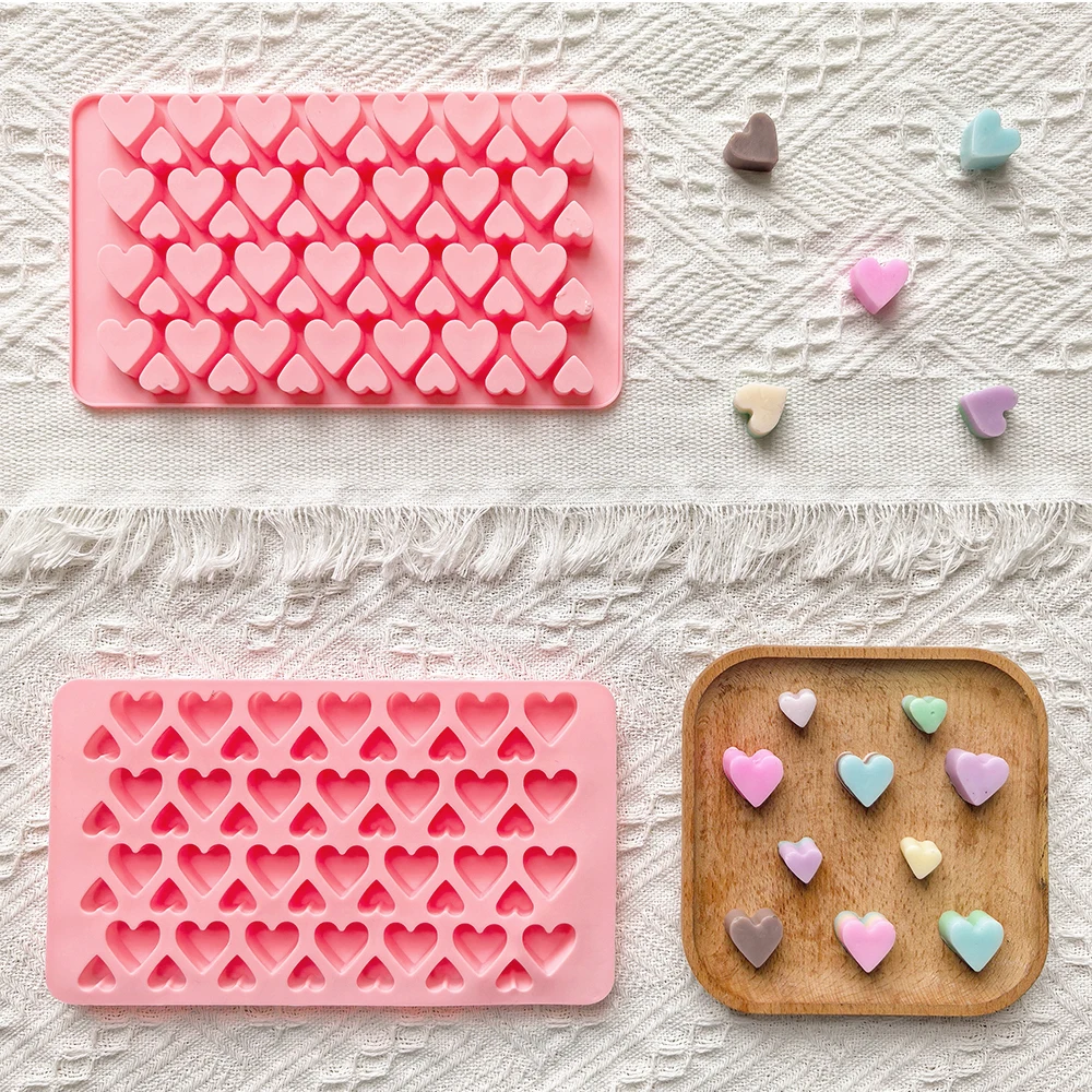 Stampo in silicone per cioccolato a forma di cuore con 56 cavità, caramelle 3D, biscotti, cioccolato, vassoio di ghiaccio, stampo per decorare torte
