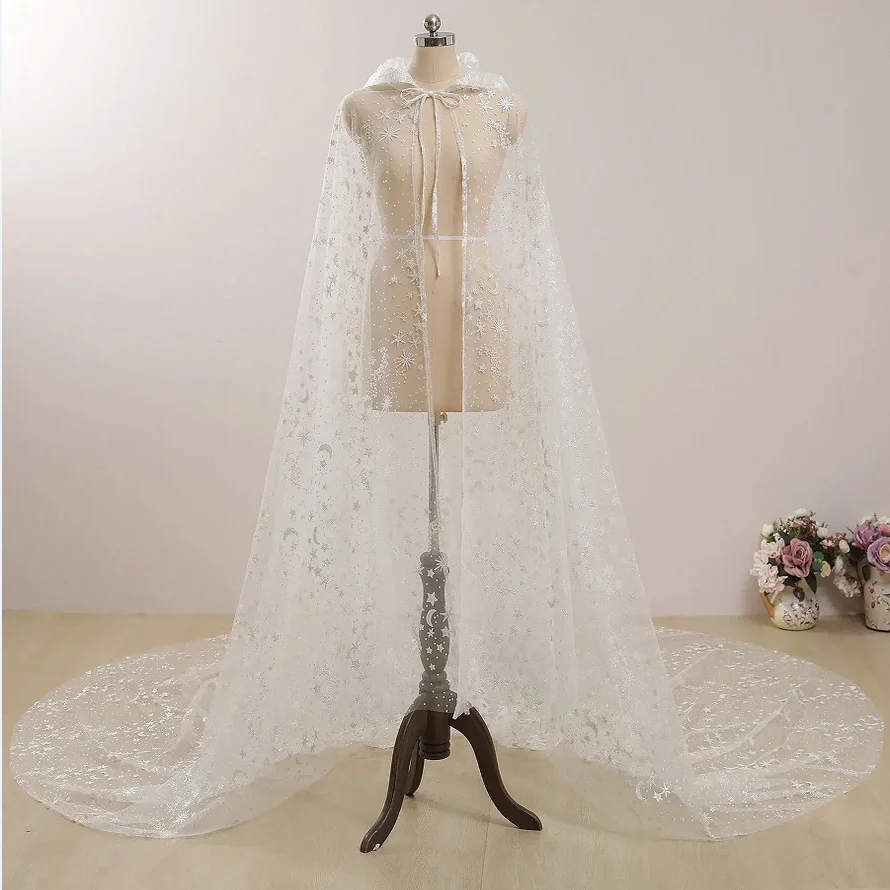 

White Gold Star Me Hooded Cloak Wedding Dr Stage Performance Costume Women's Faion Traditional Chinese Tang Suit Role ...