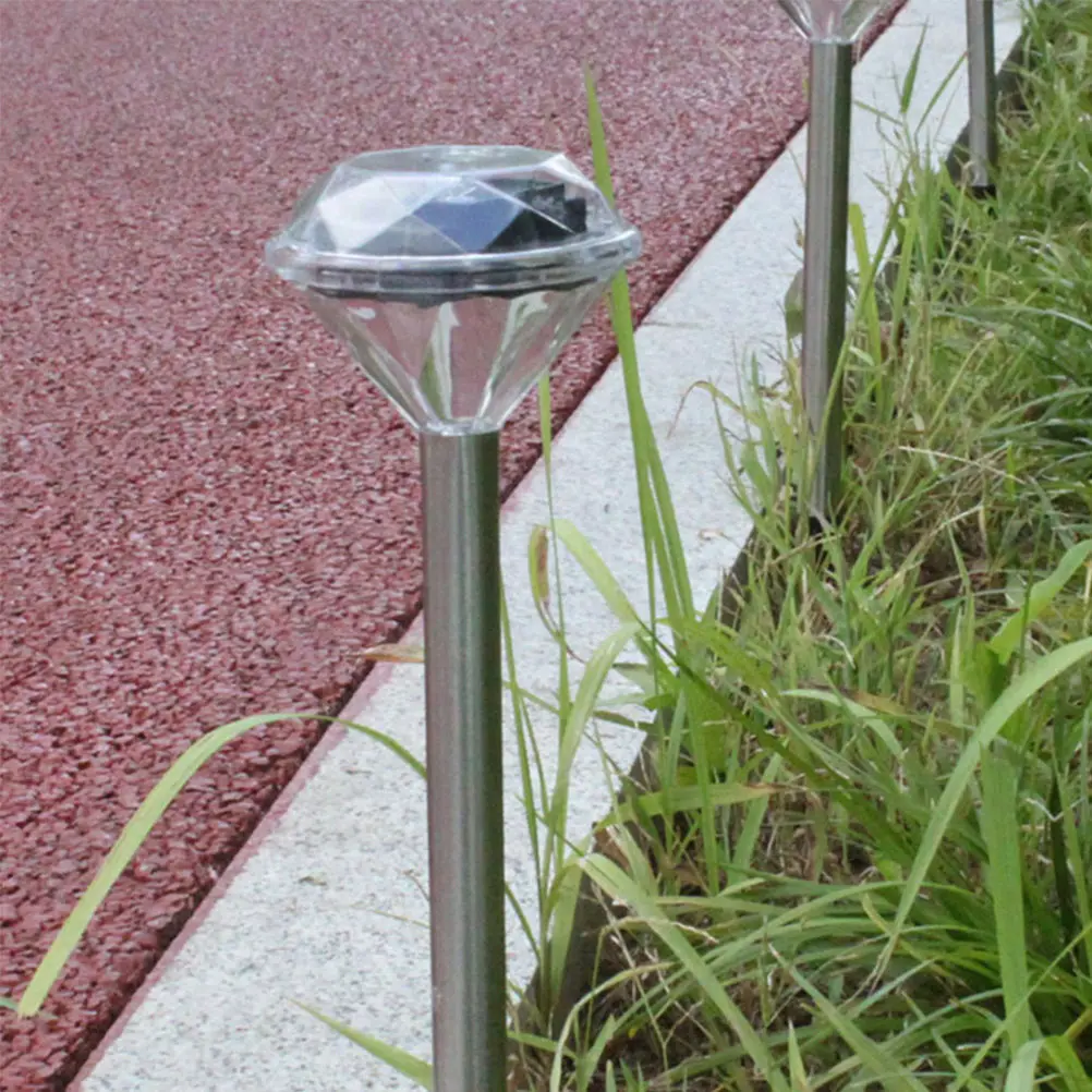 4Pcs Solar Lawn Lights Diamond Shape IP65 Waterproof LED Pathway Lights for Garden, Patio, Yard – Warm White