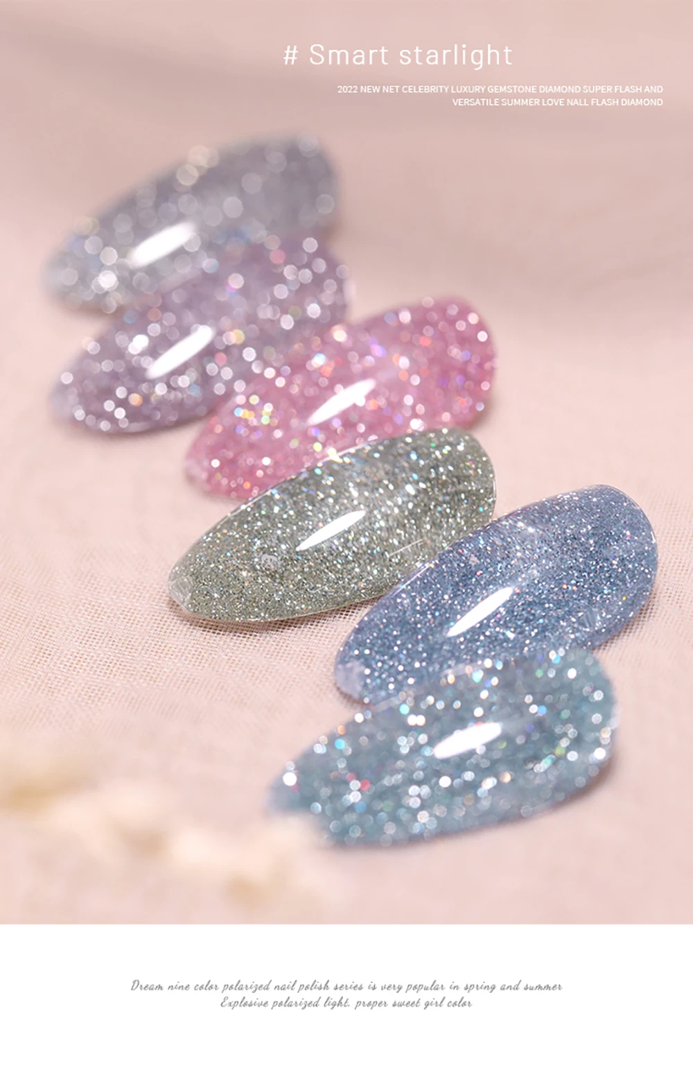 Vendeeni TPO HEMA FREE 24 Farben/Set Glitzer-Broken-Diamond-Gel-Nagellack Semi-Permanenter UV-Soak-Off-Gel-Lack mit Display – Detail 2