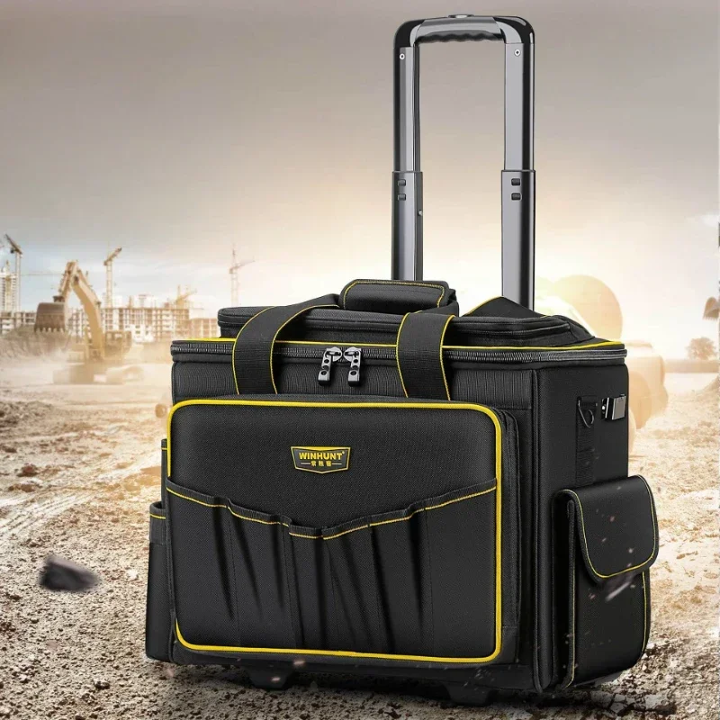 Portable Wheels Tool Bag Oxford Travel Large Tool Bag Multifunctional Pocket Electrician Carpentry Tools and Accessories Pro