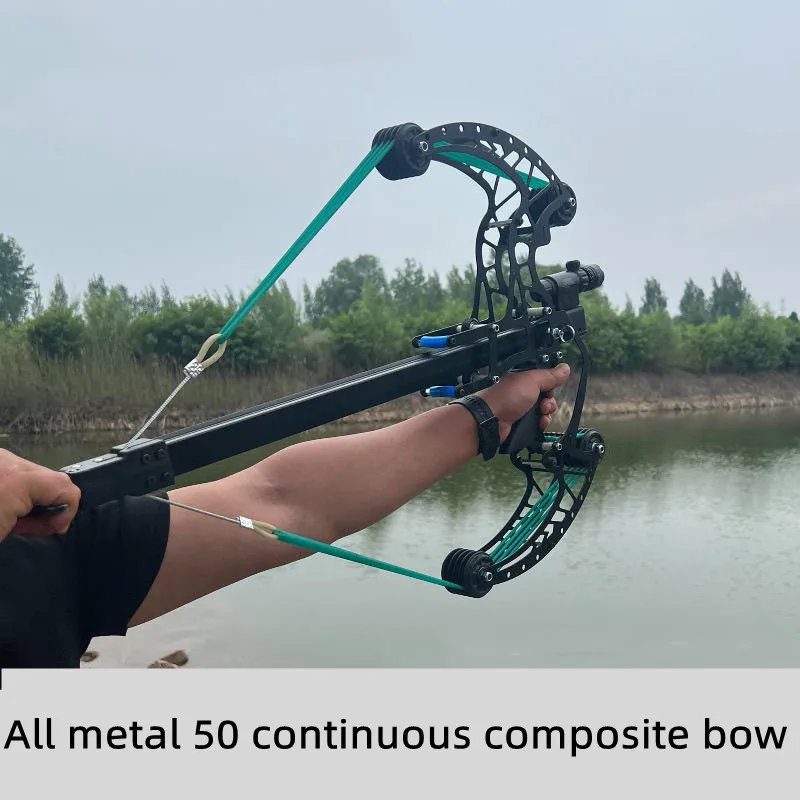 

Powerful 50 Series Compound Bow Multi Strand Rubber Band Pulley Bow Outdoor Hunting and Shooting Slingshot Composite Bow Set