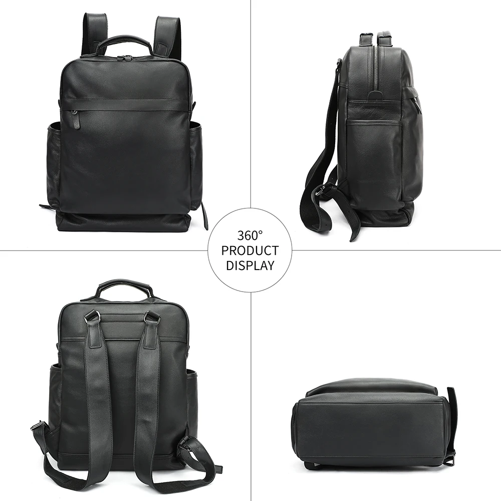 WESTAL Vintage Men Cowhide Backpack, 16 Inch Laptop Bag, Multi-compartment Genuine Leather Business Travel Backpack