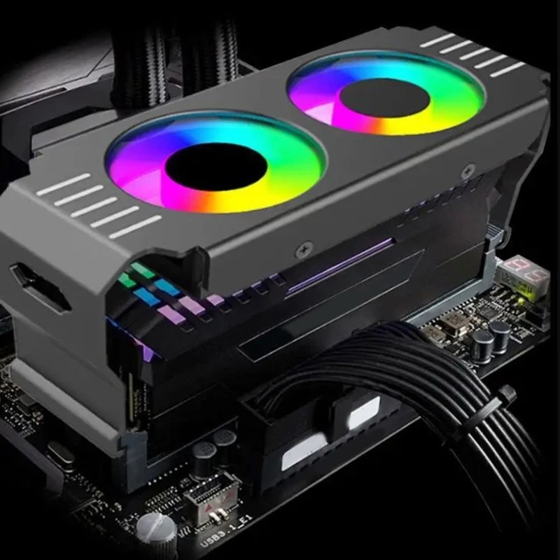 Computador Memória RAM Módulo Cooler PC, Overlock Dual ARGB Sync, Fãs PWM, Alumínio RGB Cooling Radiator, Fácil de Usar, DDR4, DDR5