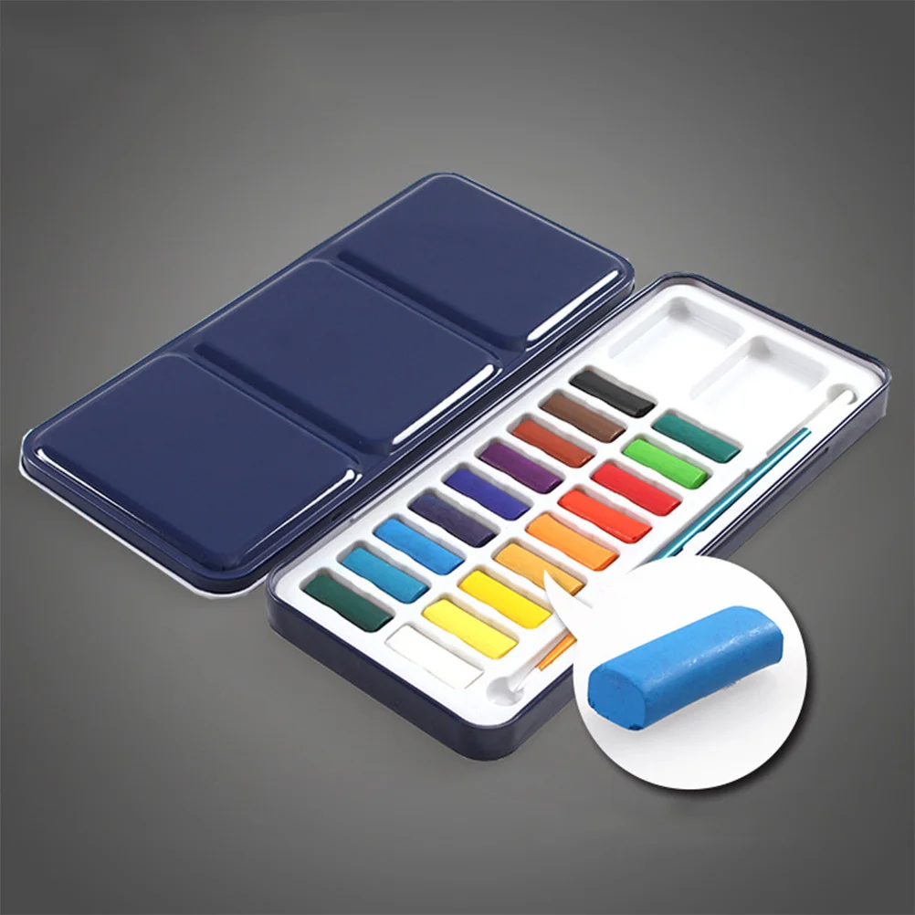 

Watercolor Paint Set Half Pan Solid Cake Colors Travel Portable Sketch Kit For Adults Artists Includes Brush Metal