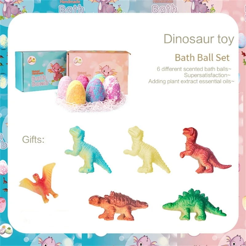 6 Pack Dinosaur Shower Bombs for Kids with Surprise Inside Boys Girls Kids Shower Bombs Dinosaur Toy Birthday Gift Set Dropship