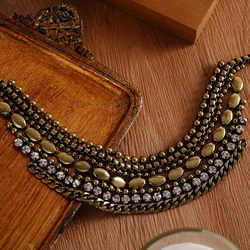 Large Metal rhinestone Necklace For Women Heavy Vintage Designer New Styles Party Accessories Fashion Jewelry Gifts