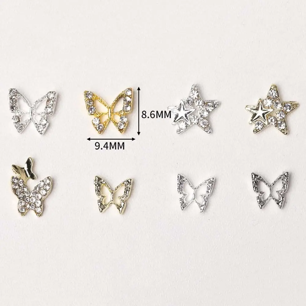 10 stks/set Nagelaccessoires Vlinder Nageldecoraties Kristal Nagelbedels DIY Nagelornamenten Ster Nagelsteentjes Legering