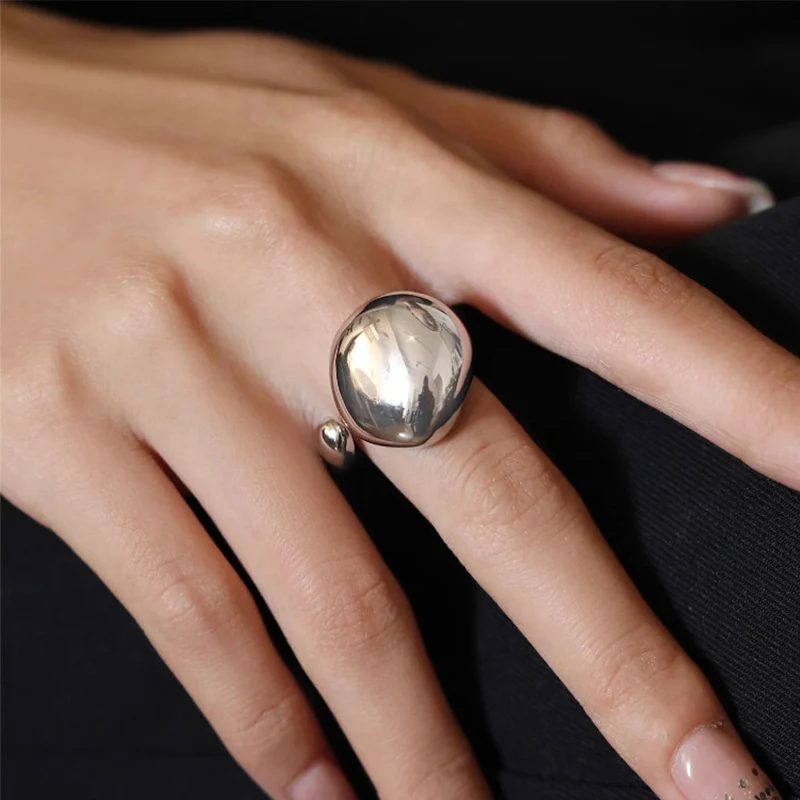 Foxanry Smooth Irregular Geometric Rings For Women Couples Fashion Creative Design Simple Temperament Daily Jewelry Accessories