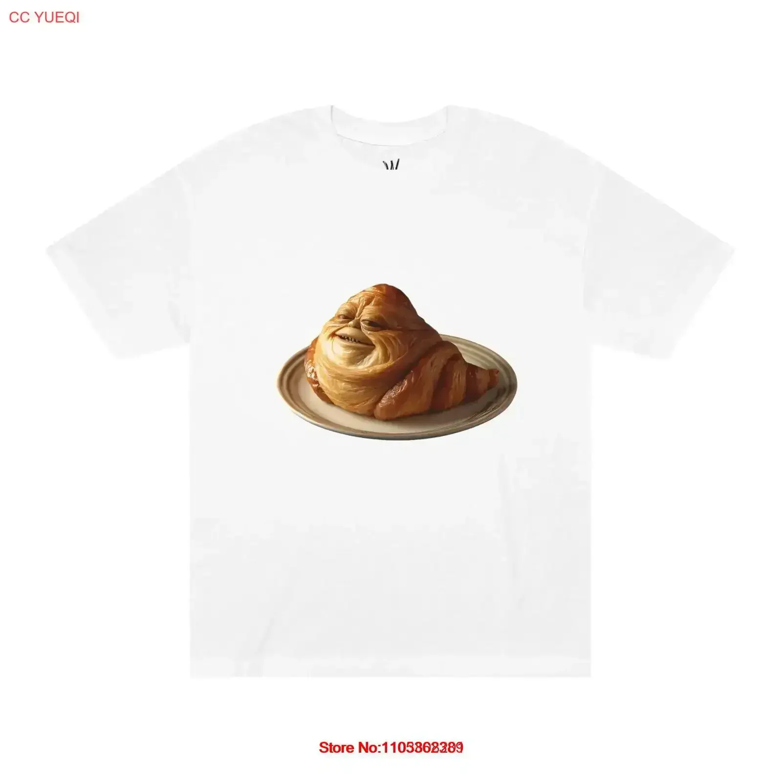 Camiseta divertida de Croissant Jabba the Hutt, única para amantes de la comida, humor vintage, informal, transpirable, gráfico de moda urbana