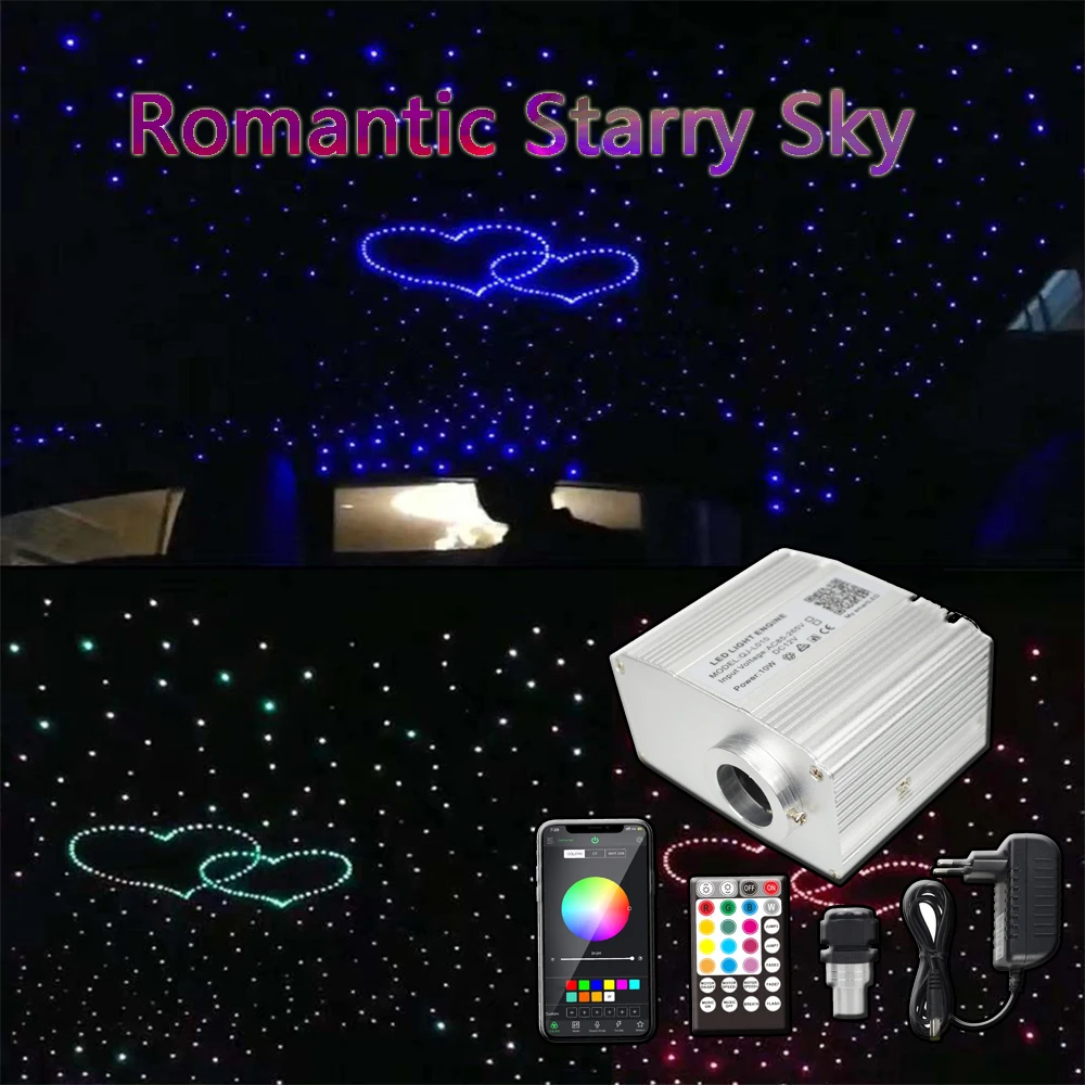 

10W Car LED Interior Light Starry Sky Ceiling Auto Lamp Roof Star Optical Fiber Light Twinkle Effect Music Control Bluetooth