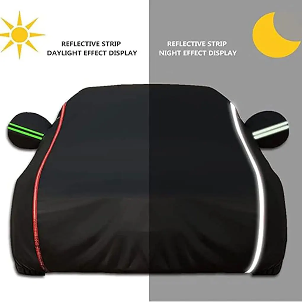 Universal Car Cover Multifunctional Indoor/Outdoor Heat Resistant Waterproof Full Car Cover Silver Red   stripe