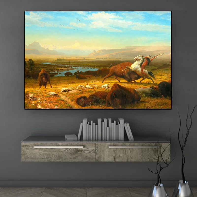 Vintage Abstract Albert Bierstadt Posters Landers Peak Canvas Painting Wall Art Pictures for Living Room Office Home Decor Gift