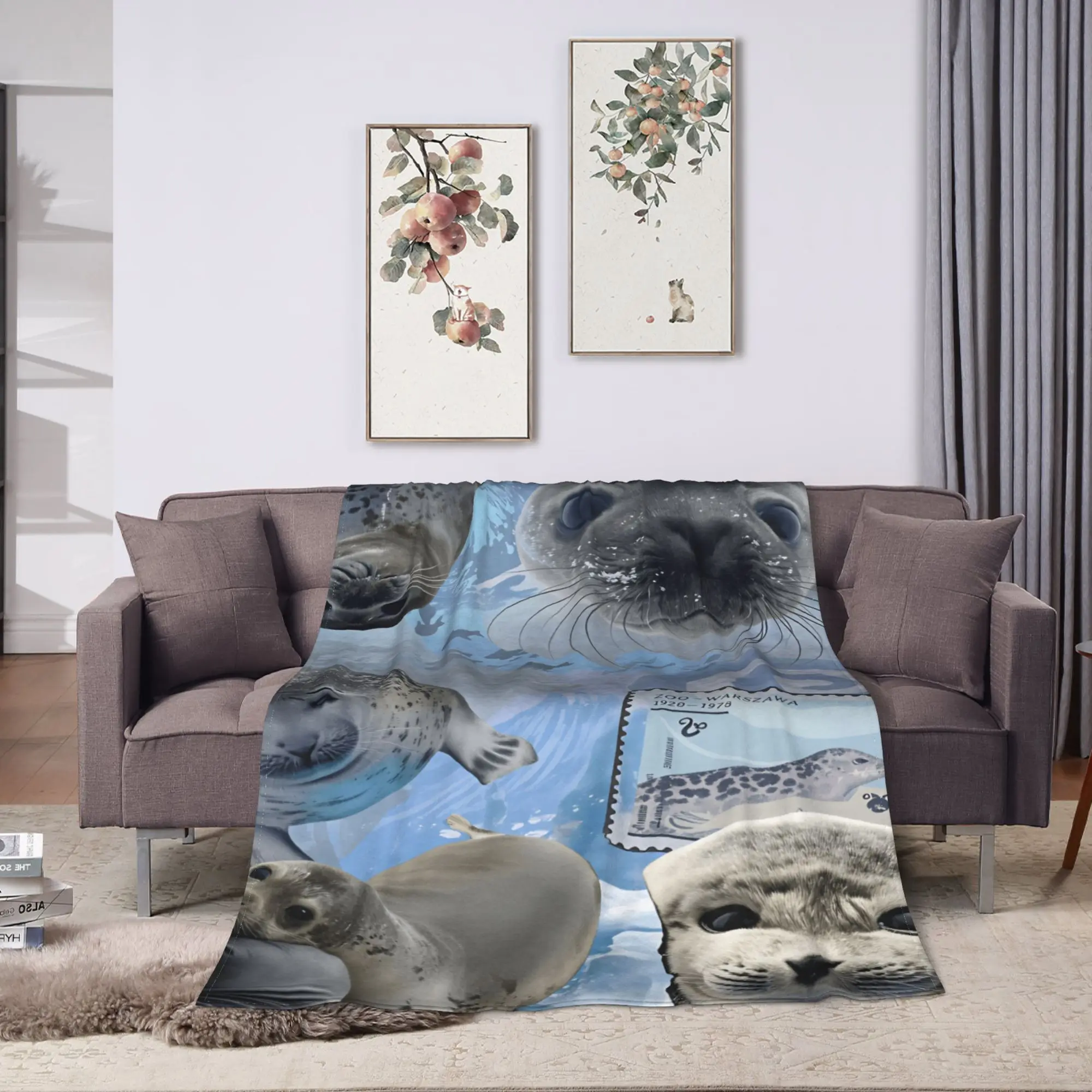 Seal Sea Flannel Blanket Girl  Super Soft Bedding Throws Winter Home Decor Bedspread Sofa Bed Cover