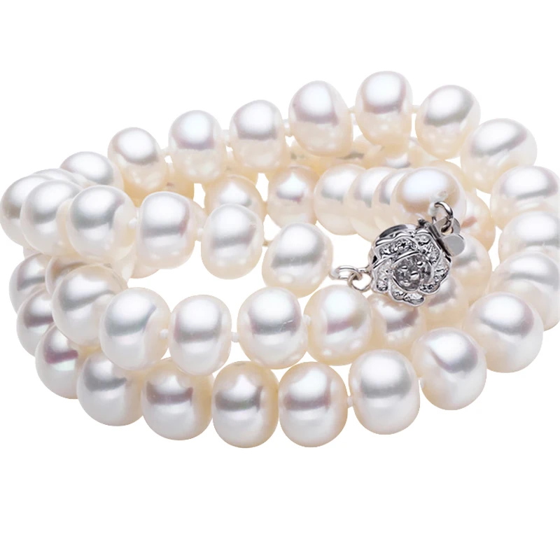 

Ожерелье из натурального пресноводного жемчуга, женское элегантное ювелирное украшение, подарок, круглые бусины, ожерелье с апатитом, белый цвет