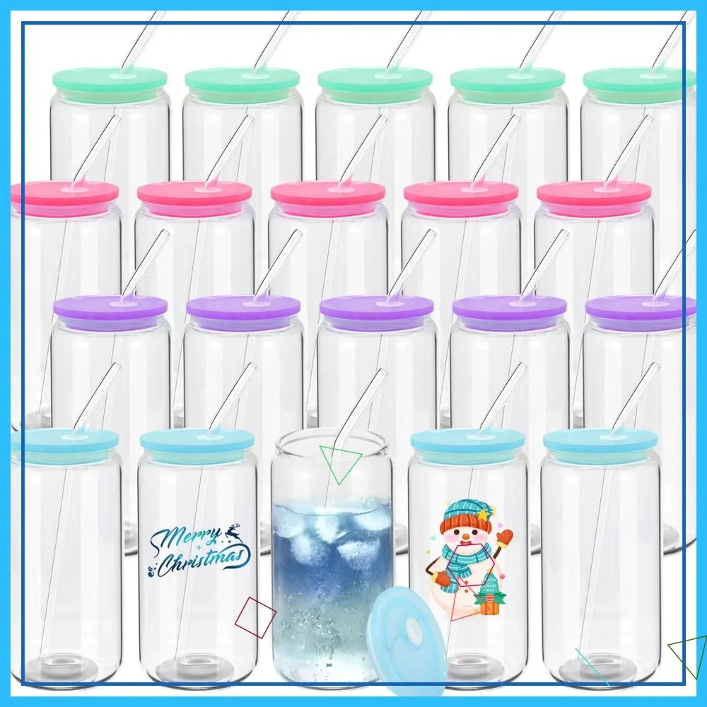 

Набор из 20 многоразовых стеклянных стаканов в форме пивных банок с крышками и трубочками для напитков, таких как виски, кофе, чай