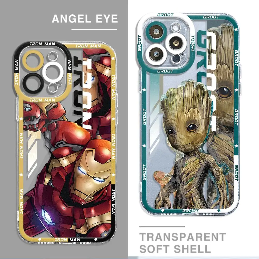 Marvel Spiderman Iron Man Phone Case for Apple iPhone 14 Pro 7 11 XR 12 Mini SE 8 X XS 15 Plus 13 Pro Max Soft Cover