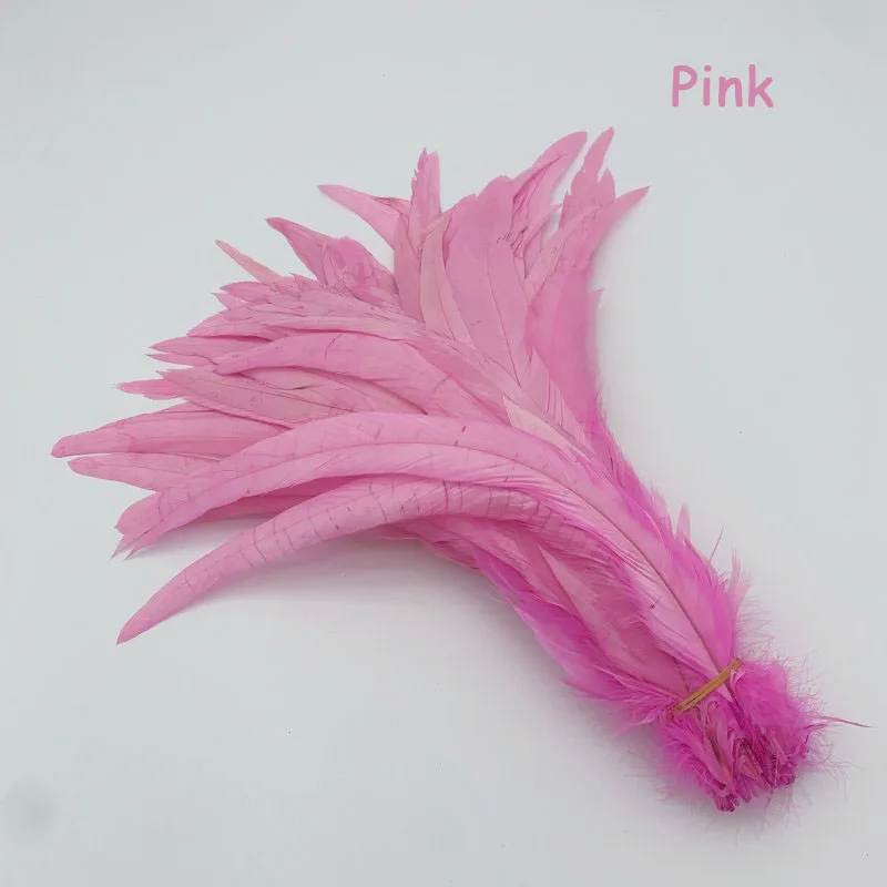 Rooster Tail Feather Raw White Black Pink DIY Feathers 100pcs Clothing Jewelry Accessories Wedding Party Performance