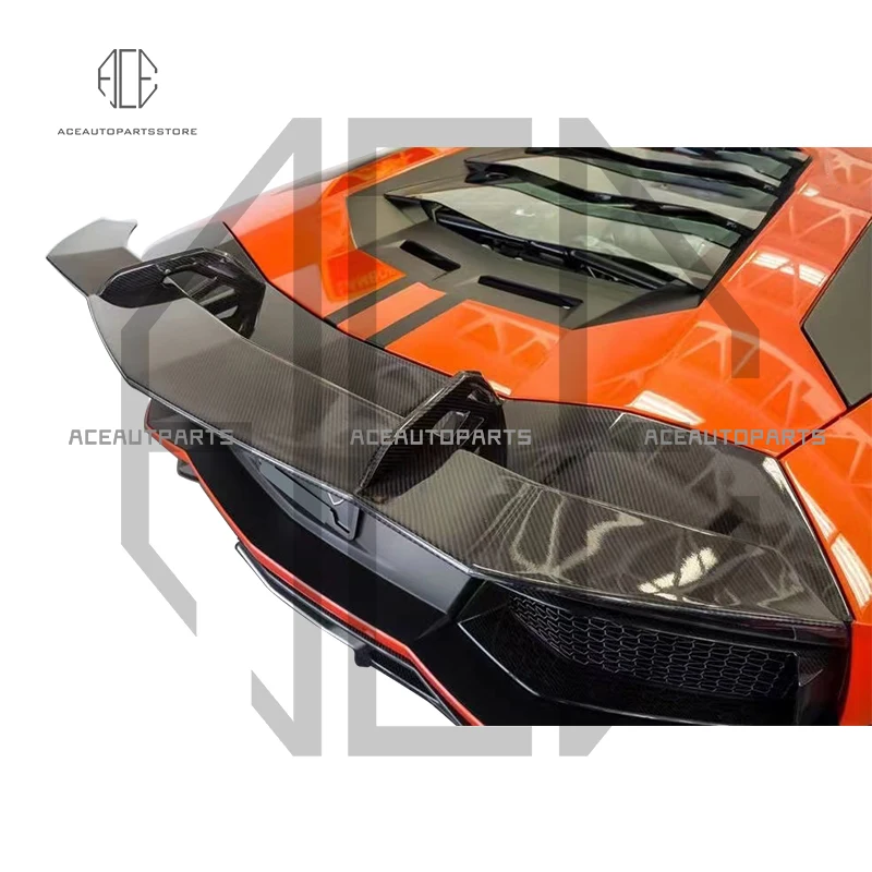 For Lamborghini Aventador LP700 LP720 LP750 V Style Dry Carbon Fiber Rear Spoiler Refit Track Wing Double Layer Tail