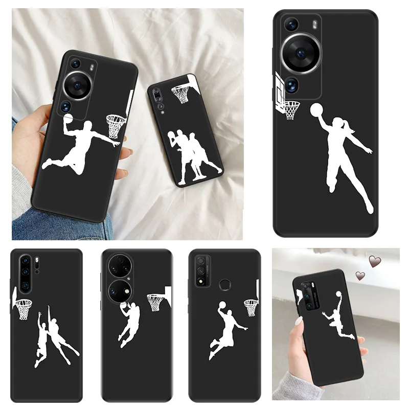 Matte Phone Case for Huawei P20 Pro P Smart P40 P30 Lite Moto G30 G31 G200 One Fusion Basketball Shot Dunk Soft Black Case Funda