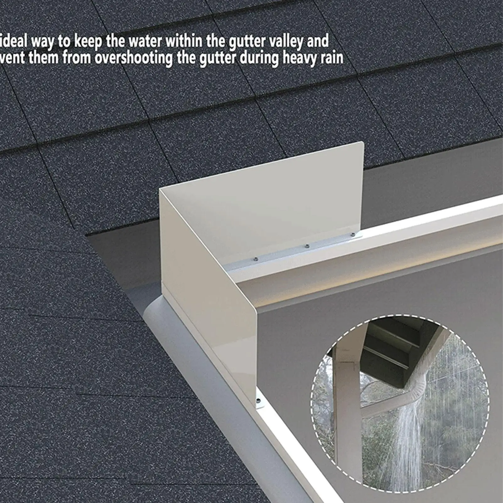 Aluminum Gutter Valley Splash Guard with Screws for House Residential Flat Shingle Roof Corner Foldable Rain Gutter Guard