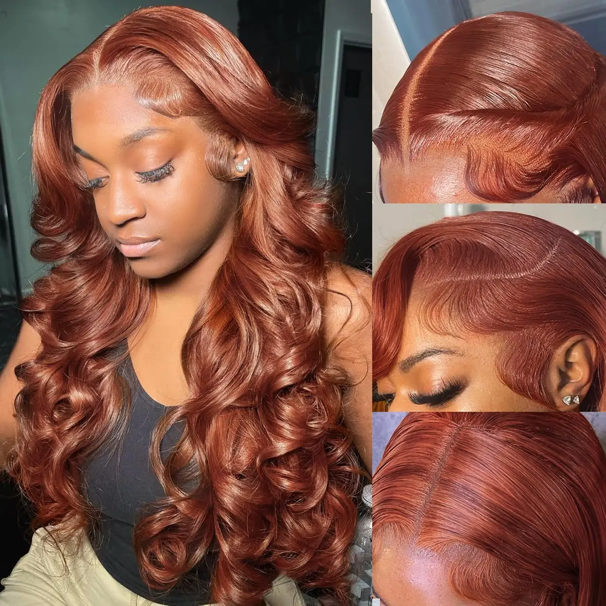 220% Gęstość Reddish Brown Lace Front Wigs Human Hair Body Wave 13x6 Lace Frontal Wig Copper Redish Brown Human Hair Wigs