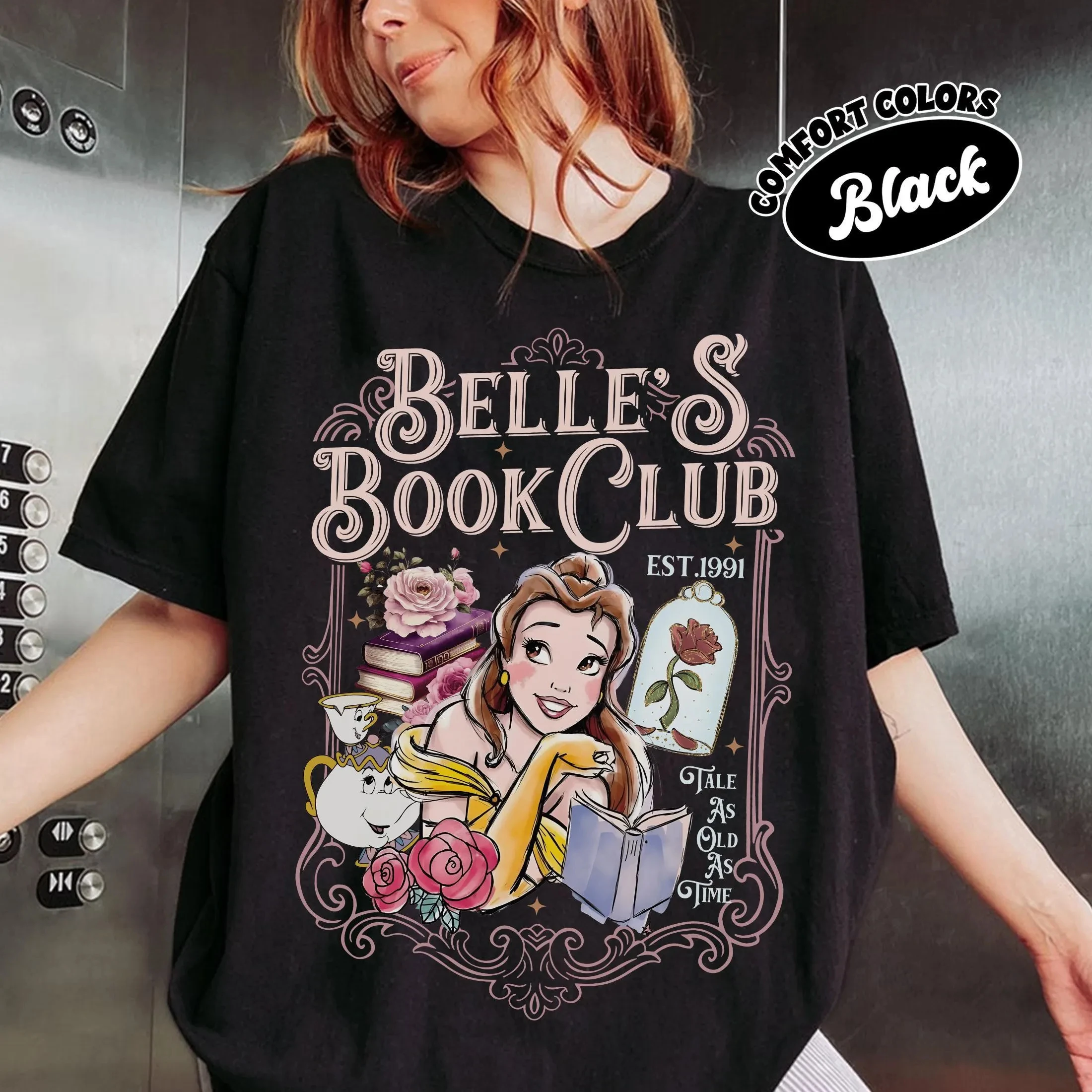 

Belle's Reading Club 1991 Shirt, Fairy Tale Belle's Reading Cafe Shirt, Retro Beauty and The Beast Shirt, Belle Princess T-shirt