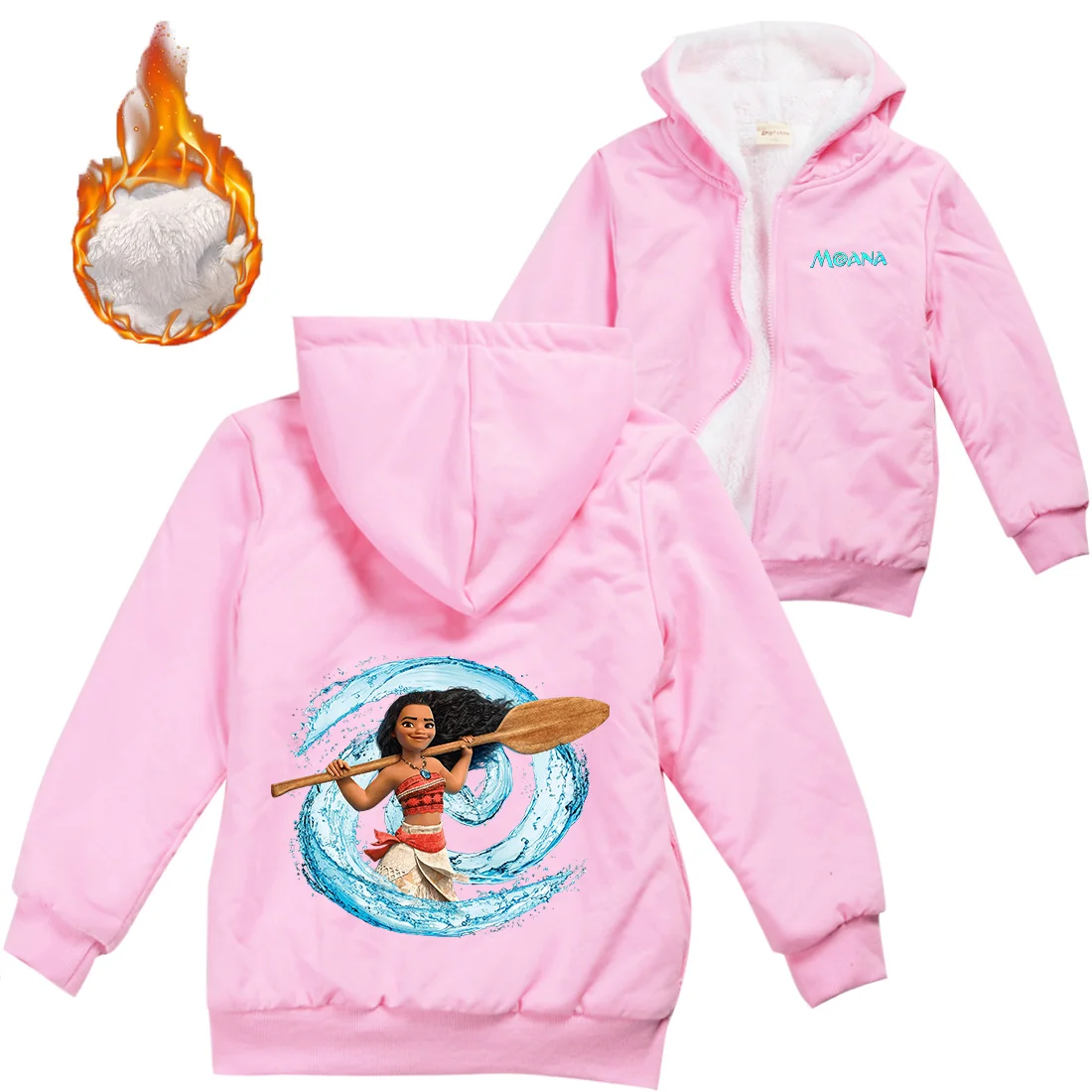 Disney Moana Warm Winter Jacket For Boys Girls with Zipper Children Coat Thicken Hooded Sweater Kids Outerwear