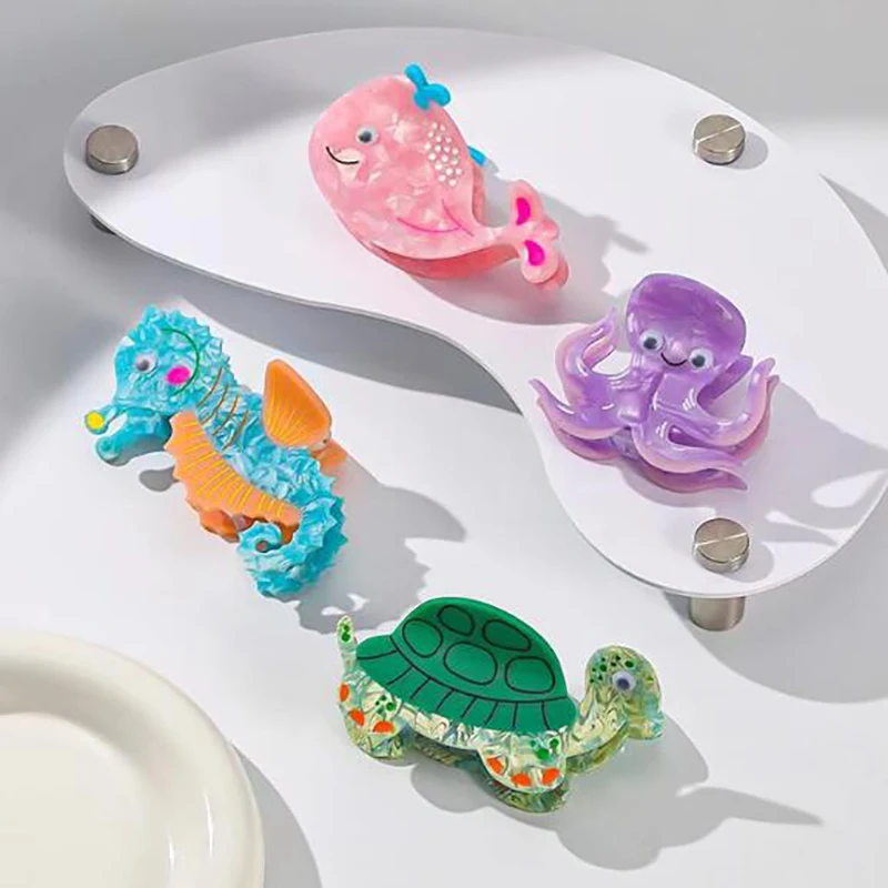 

Acetate ocean vivid high quality fashion matte effect shark clip hair clip for women