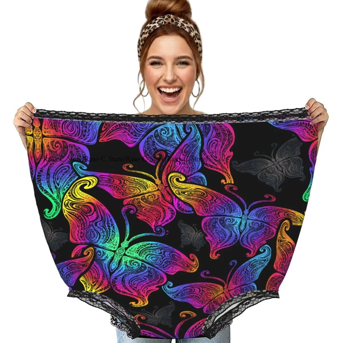 Party Funny Trick Granny Underwear Humorous Daily Wear Boho Butterflies Panties