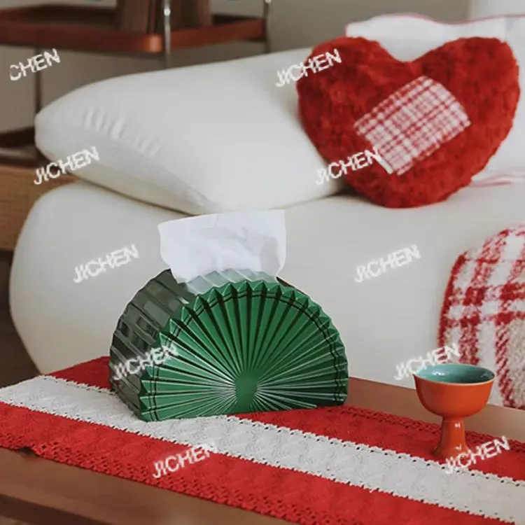 

Modern light luxury high-end fan tissue box creative ornament hotel homestay living room coffee table home decoration