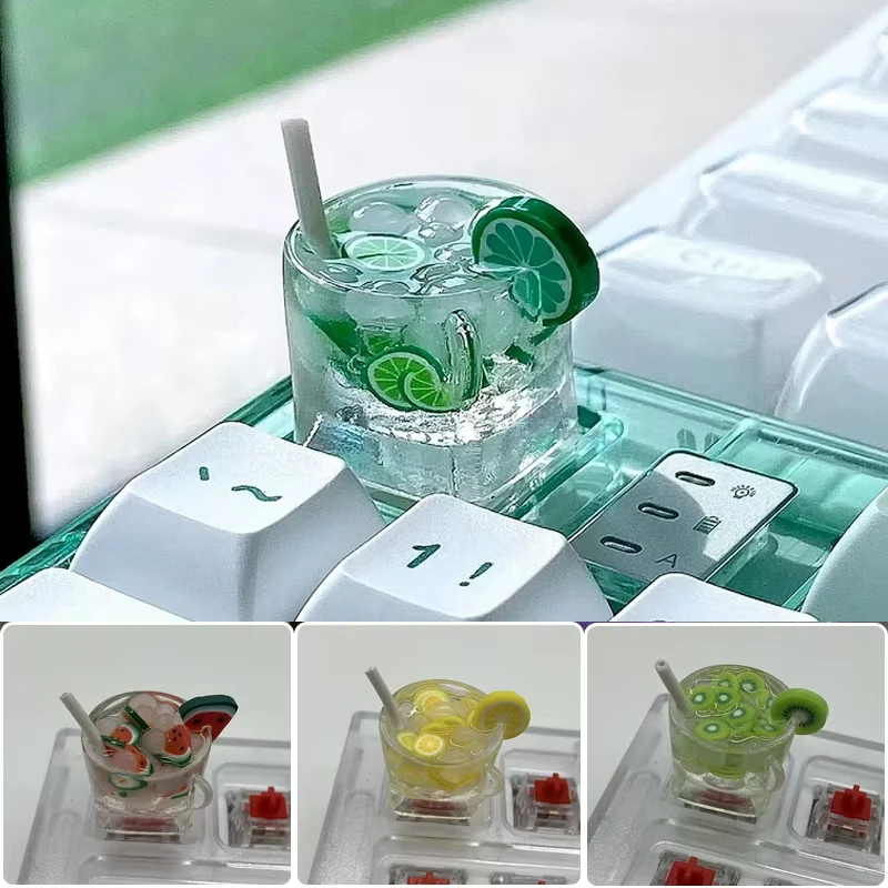 

Personalized Resin Fruit Keycap With Transparent Lemon Tea Mechanical Keyboard Button Cherry Mx Switch Cross Axis Keycap