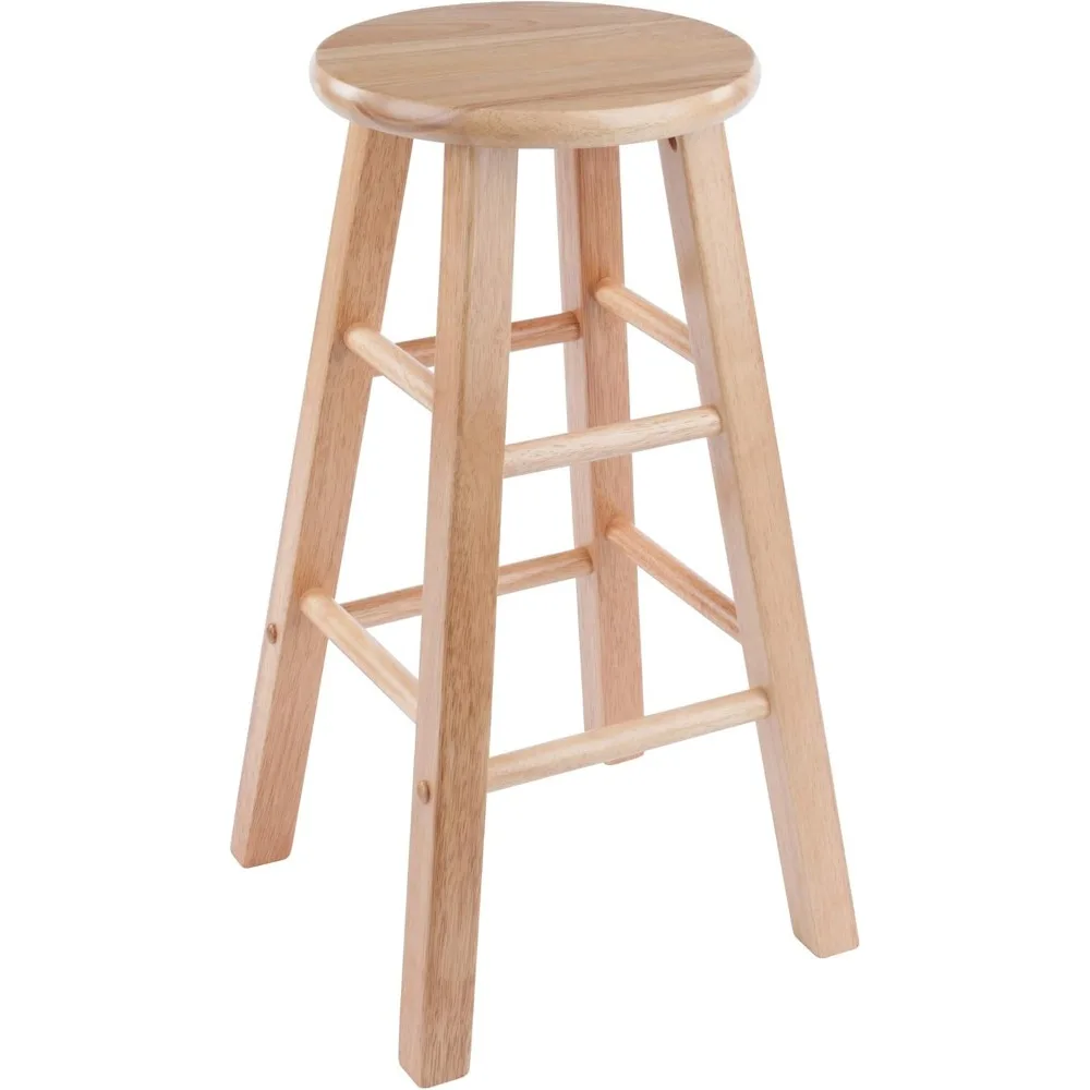 Juego de taburetes de mostrador moderno de 2 piezas de 24 pulgadas, madera maciza, acabado natural, duradero y cómodo