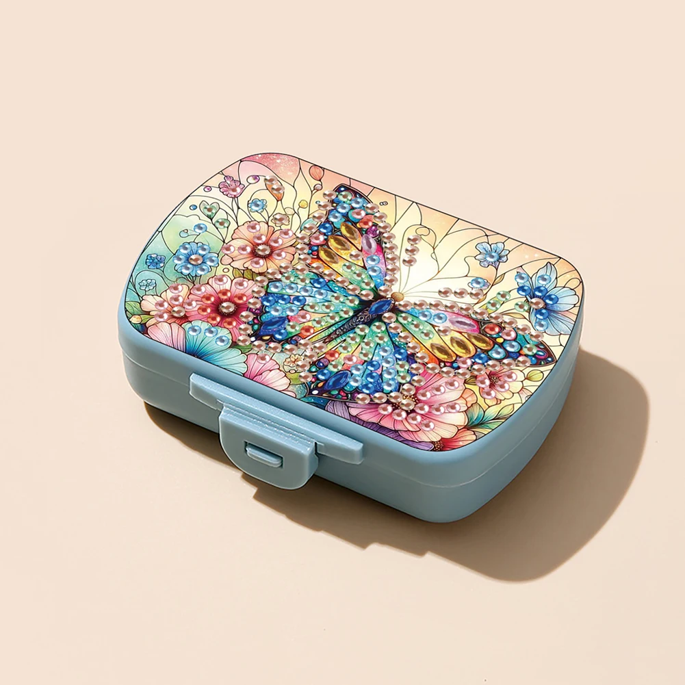 

Butterfly Diamond Painting Medicine Box Diamond Art Pill Storage Box for Travel