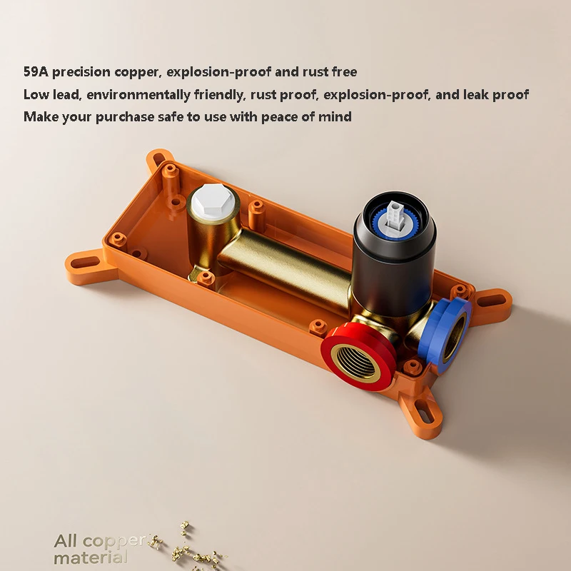 Imagem -05 - Embutido Parede Torneira de Água Quente e Fria Quadrado Todo o Cobre Lavatório Escondido Latão Núcleo de Válvula de Disco Cerâmico