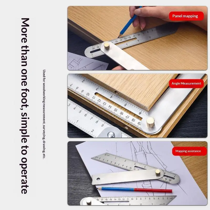 Woodworking Scriber Ruler Multi-Angle T-Shape High Accuracy Measuring Tool for Professional Furniture Production