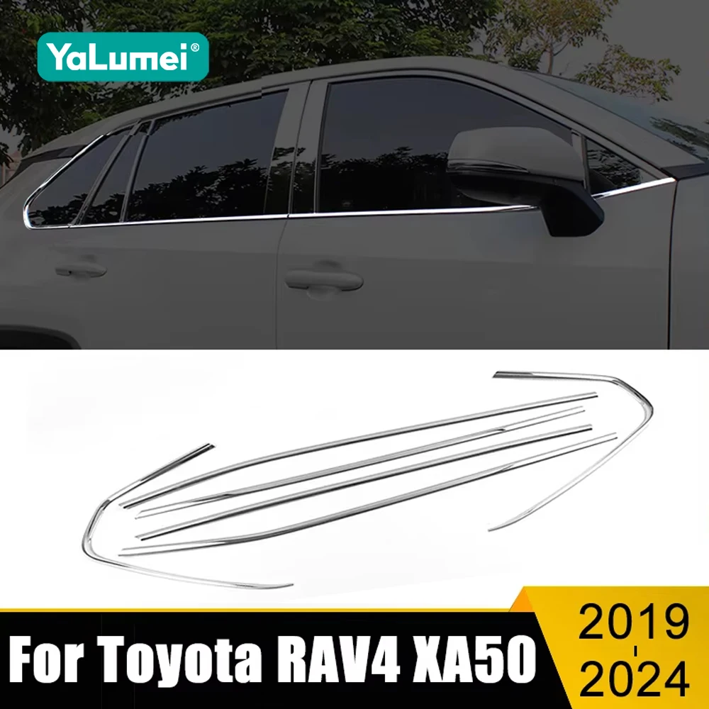 

For Toyota RAV4 XA50 2019 2020 2021 2022 2023 2024 RAV 4 Hybrid Car Window Frame Trim Strips Stainless Steel Accessories