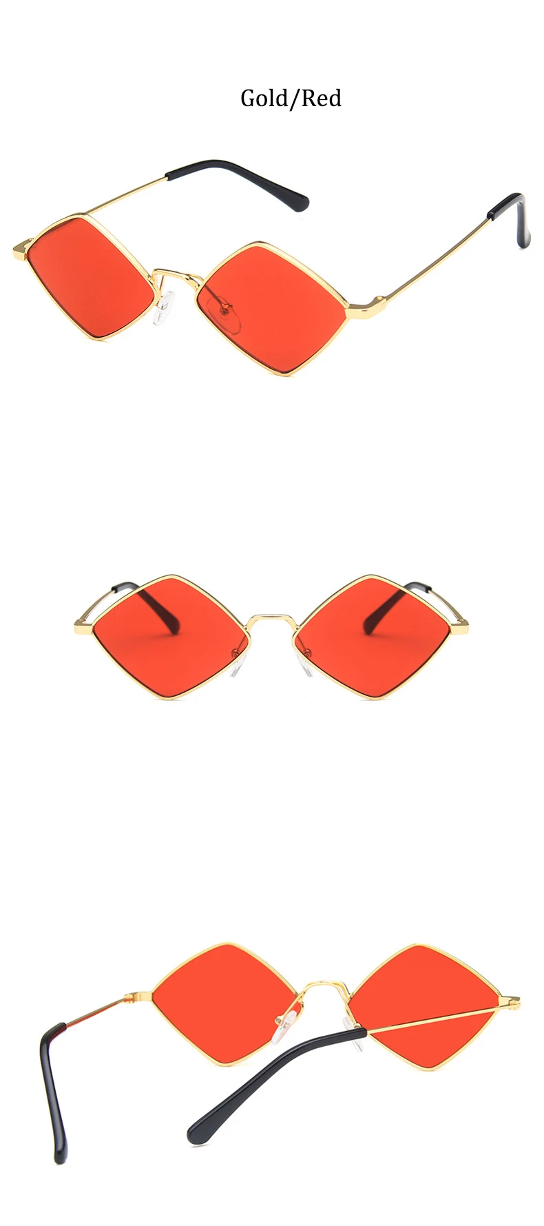 Hipster Polygon Frauen Sonnenbrille Unregelmäßige Vintage Kleine Rahmen Raute Damen Sonnenbrille Shades Retro Legierung Brillen Schwarz – Detail 5