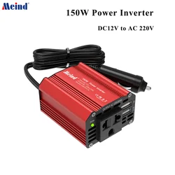 MEIND 150W Power Inverter convertitore di tensione da 12V a 220V adattatore di alimentazione per caricabatteria da auto con 2 porte di ricarica USB