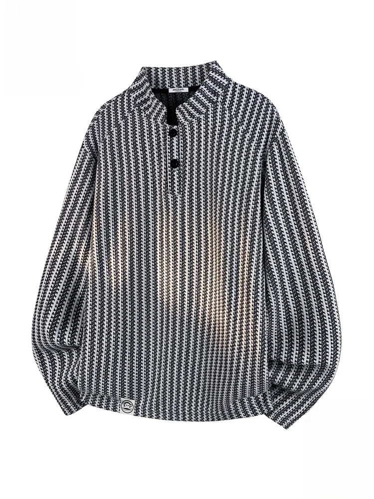 

PaulFrank Long Sve Loose Fit Texture Men's T-irt Couple's Autumn Faion Basic Stripe Boting Top Casual Sle