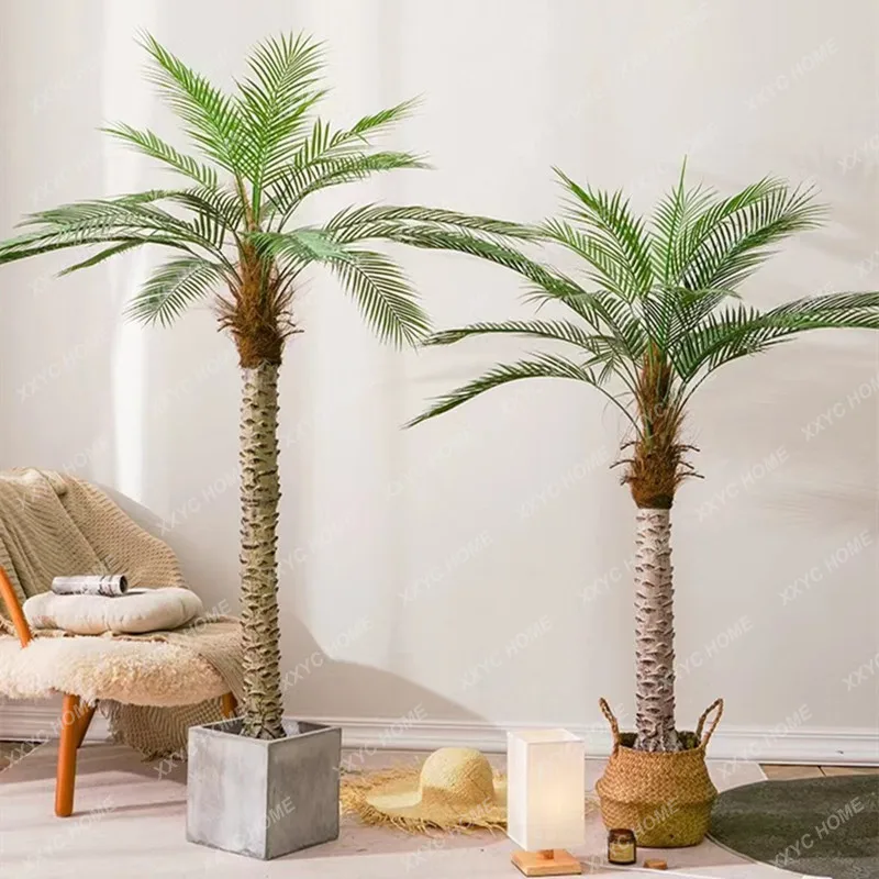 160/180/200cm Artificial Palm Tree Fake Tall Coconut Tree Simulation Plant Bonsai Indoor Large Tropical Green Floor Potted