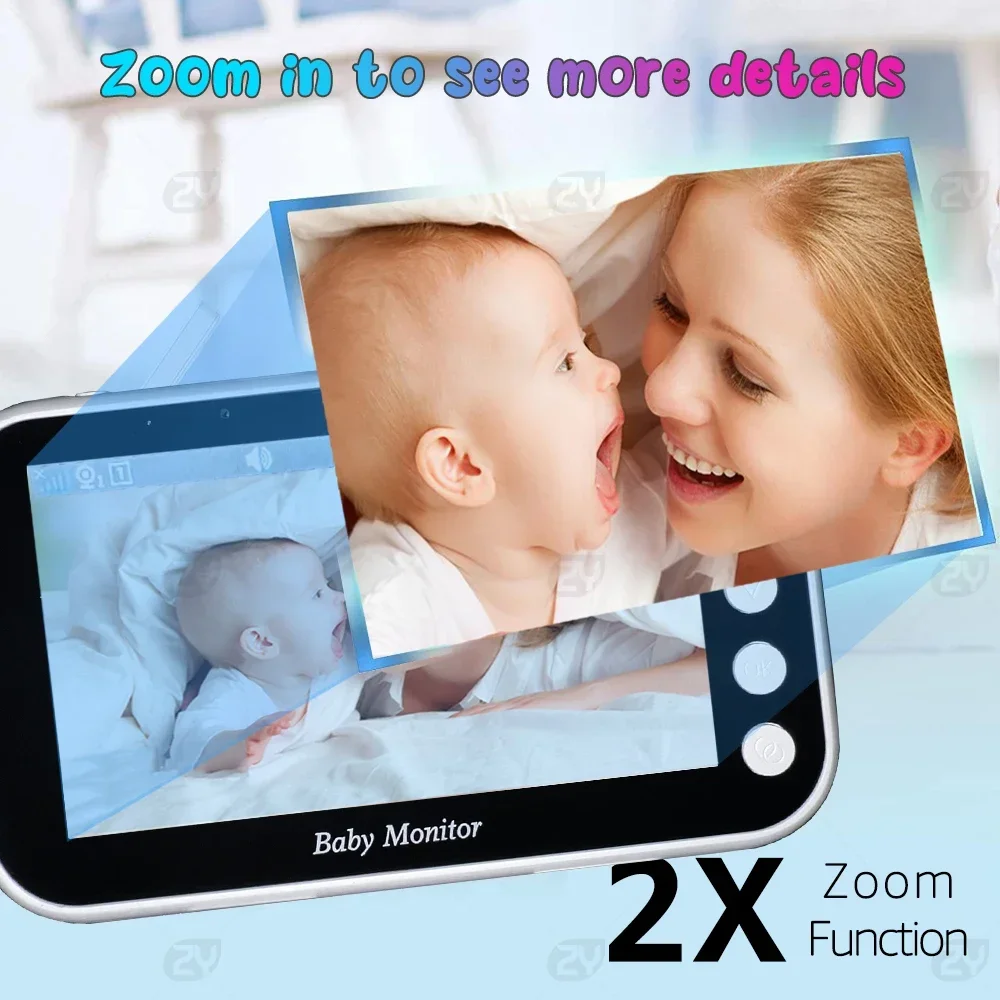 4.3" Baby Monitor with Camera HD Night Vision PTZ Baby Camera Non WiFi Baby Phone 2-Way Audio Nanny Video Monitor Temper Sensor