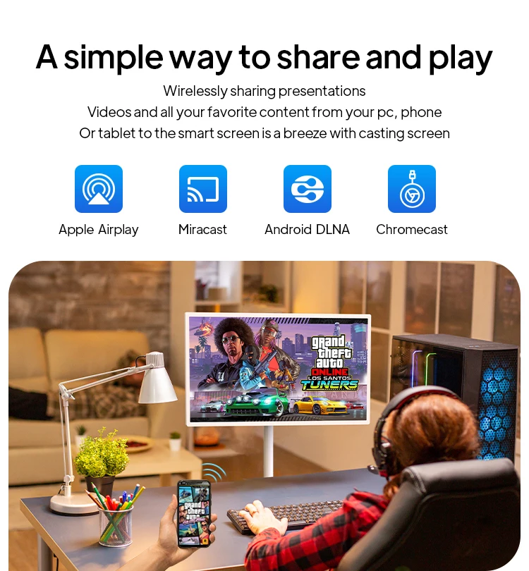 ELC SW3295T 32 pollici RK3588 sistema Android 12 incell Touch screen android TV con batteria stand