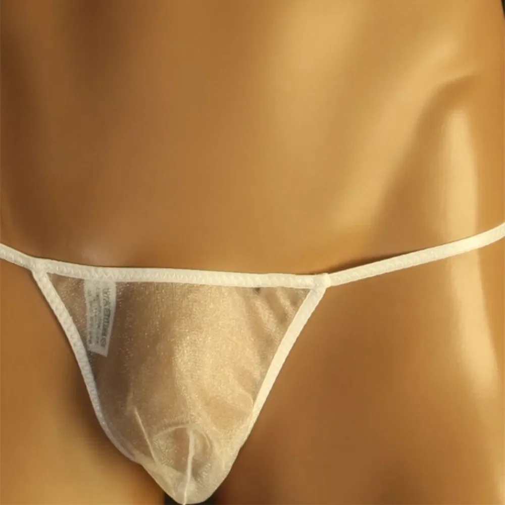 Tanga con parte trasera en T para hombre, lencería Sexy, ropa interior, bragas transparentes de malla de cintura baja, Gay, 1 unidad