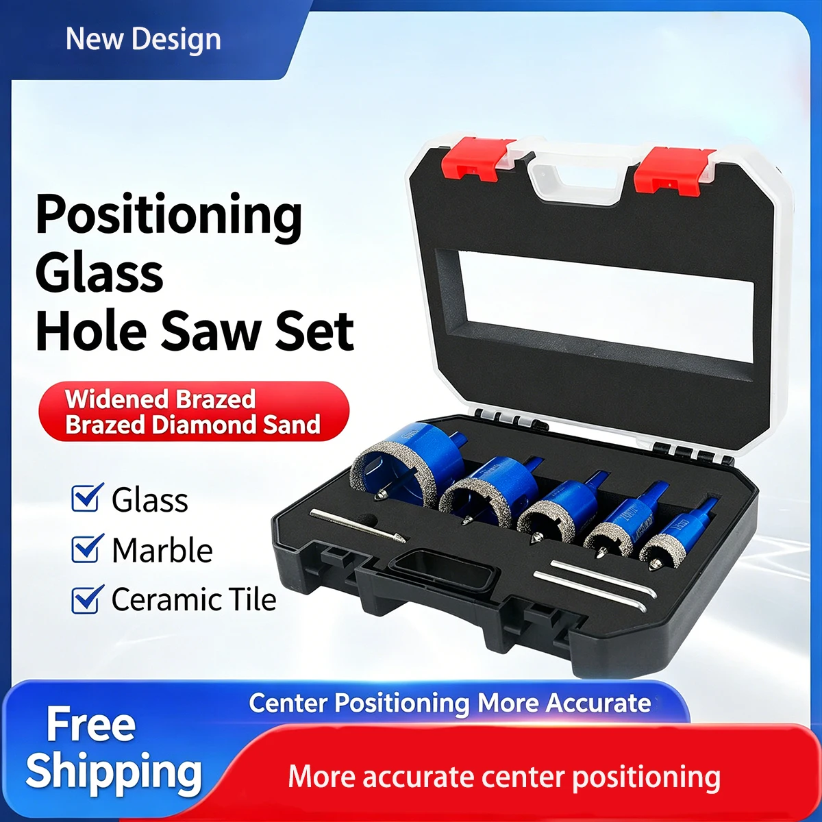1PC 16-50mm Brazed Positioning Drill Bits Set Ceramic Tile Hole Saw with Position Drill for Glass Marble Granite Stone Porcelain