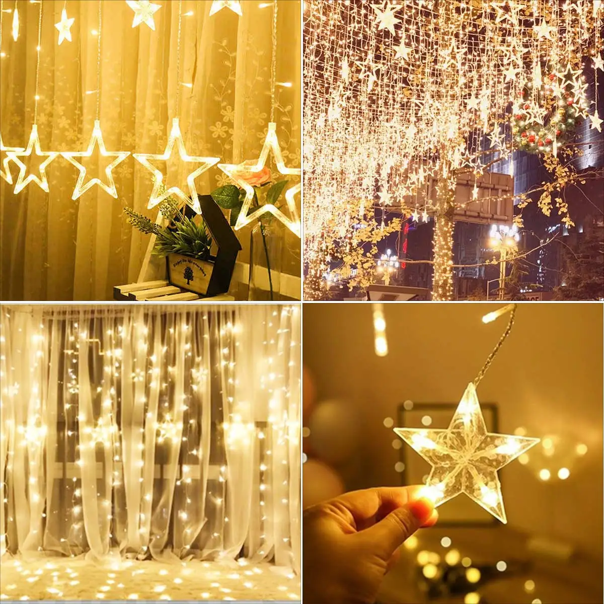 Imagem -06 - Led Star And Moon Curtain Fairy Lights Guirlanda de Cordas Decoração de Casamento Decoração de Natal e Ano Novo Romântico 35 m