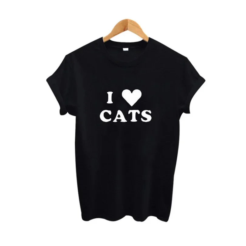 Camisetas Mujer I Love Cats Mode Vrouwen T-shirt Paar Kleding O-hals Korte Mouw T-shirt Tops