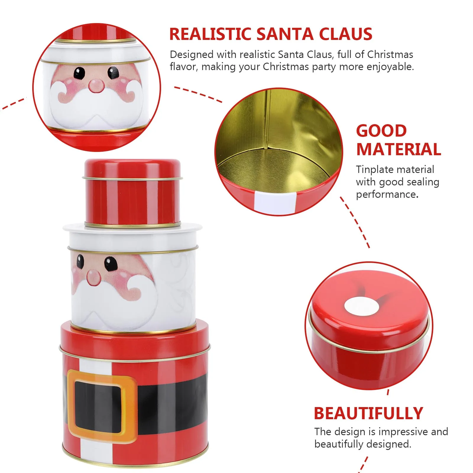 

Рождественский 3D дизайн Санта-Клауса, подарочный контейнер для домашней вечеринки, праздничная коробка для лакомств, жестяная банка, держатель для закусок